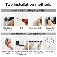 4-Hook Adhesive Broom Mop Organizer Stainless Steel Wall-Mounted Non-Slip Rack Storage Solution for Home Kitchen Garden Laundry