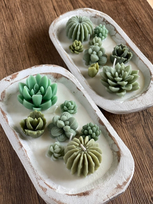 Arizona Dream Cactus Garden Candle — Sculptural Soy Wax in Carved Wood